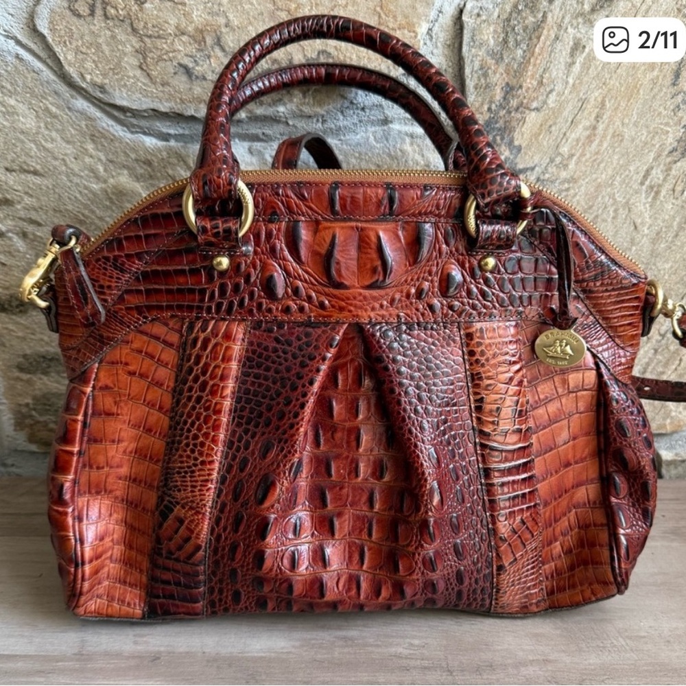 Brahmin Louise Pecan Satchel Dillard 75th Anniversary Melbourne Collection - Picture 2 of 9